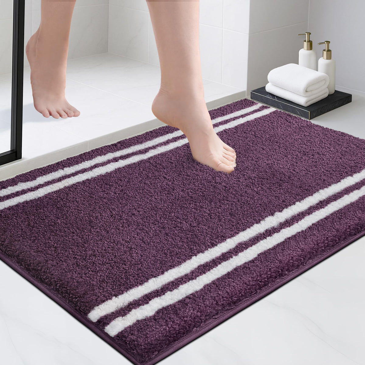 PURRUGS Bathroom Rug, Bath Mat, 20" x 30", Beige
