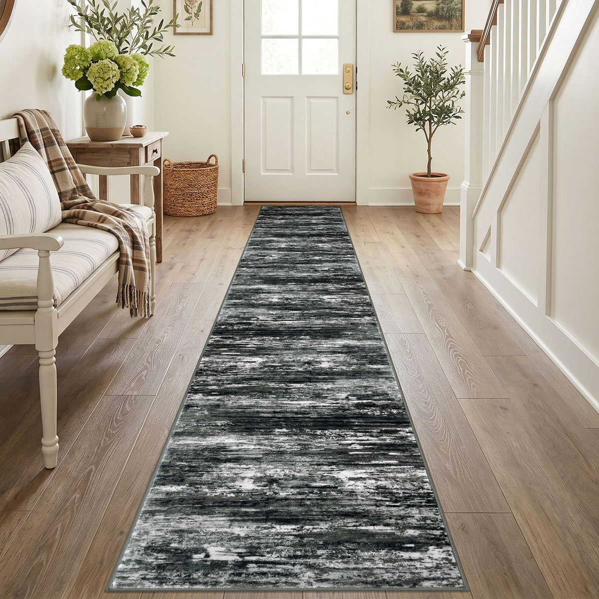 KOZYFLY Abstract Entryway Rug 2x3 Washable Door Mat Indoor Blue Beige