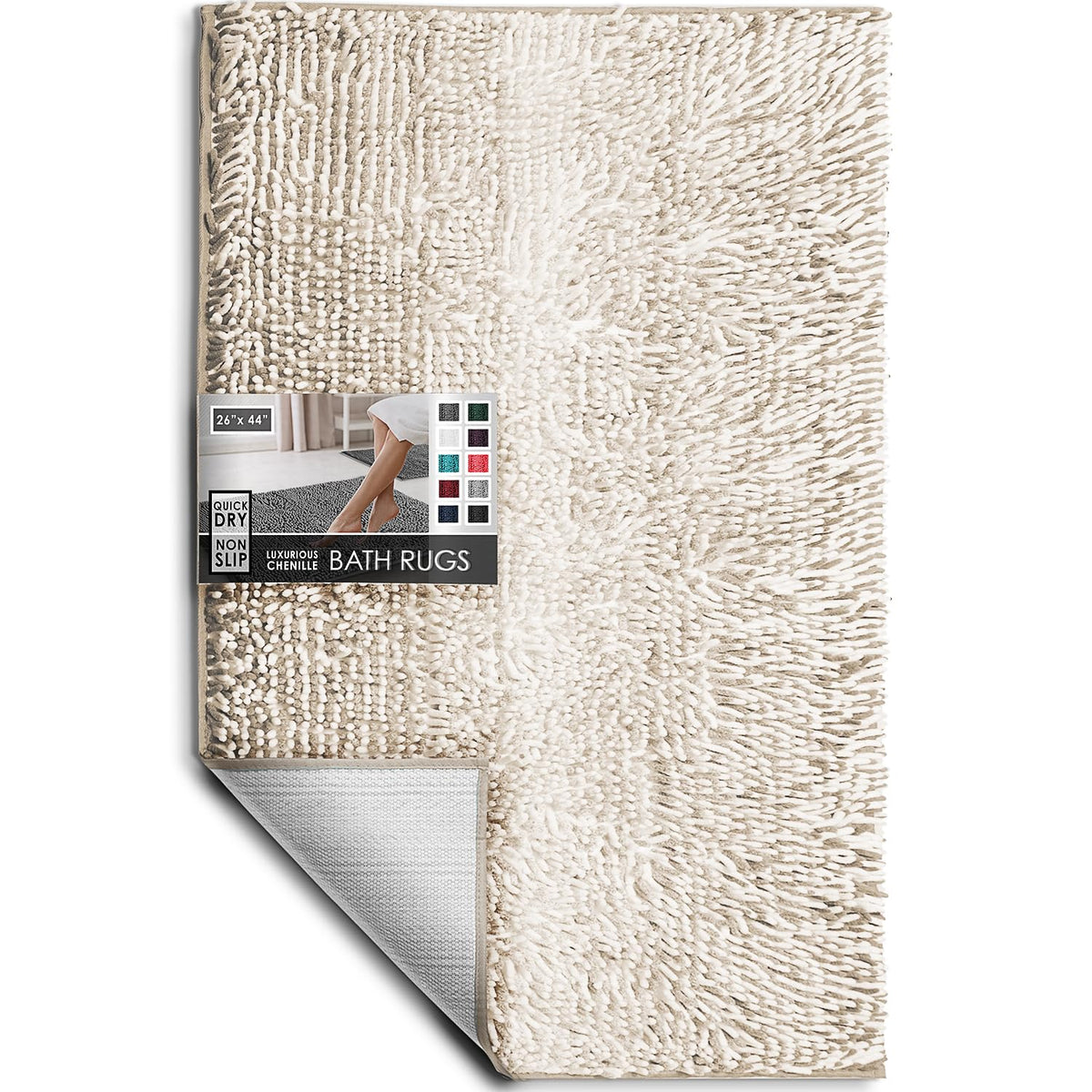 Hearth & Harbor Bathroom Rugs, Chenille Bath Mat - Machine Washable Bath Mats for Bathroom Non-Slip Backing Rubber, Quick Dry Bathroom Mat, 17 x 24 + 20 x 32 - Hunter Green