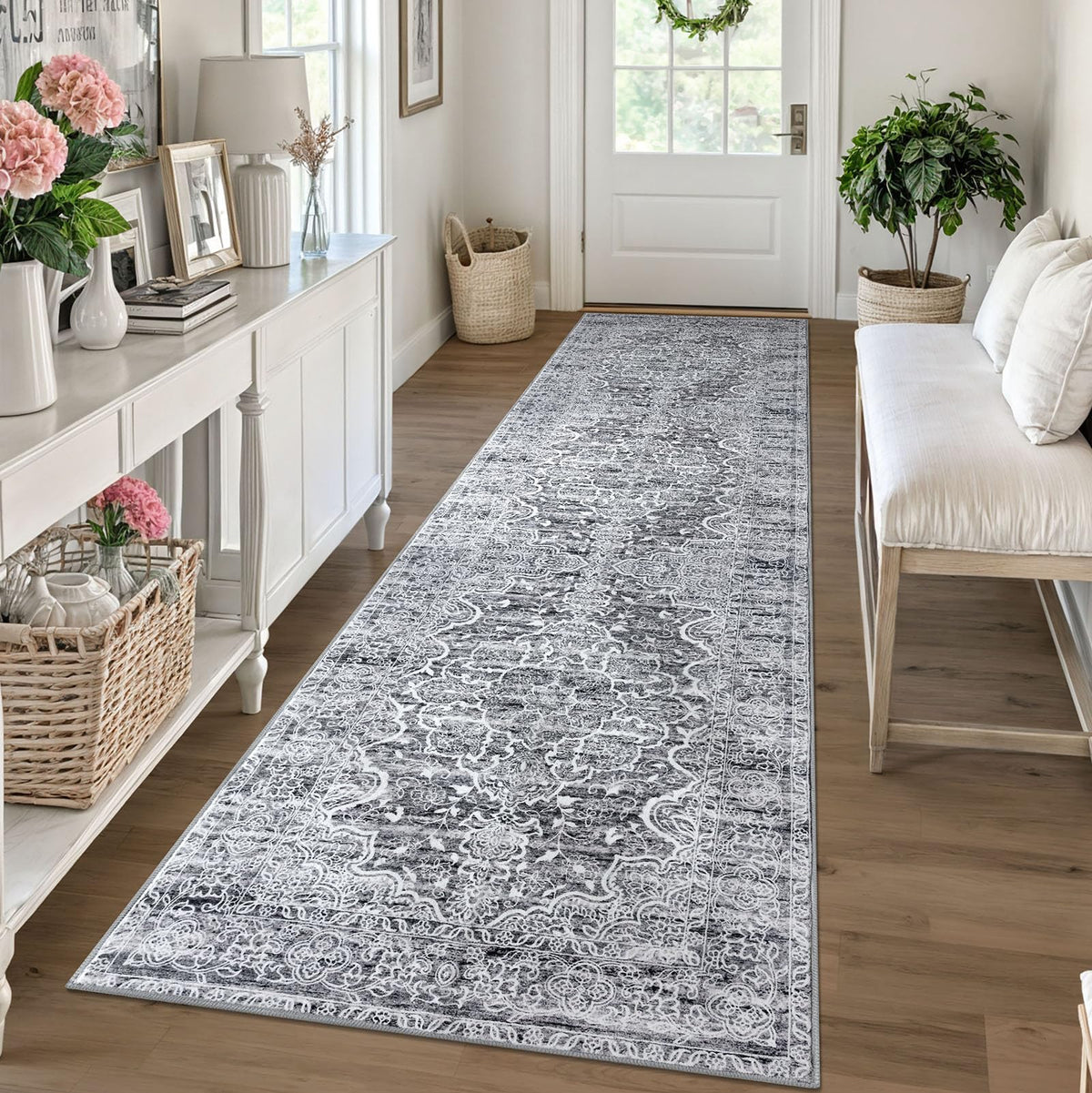 KUTA Entryway Rugs Indoor Washable Small Area Rug 2x3 Blue Entrance Carpet