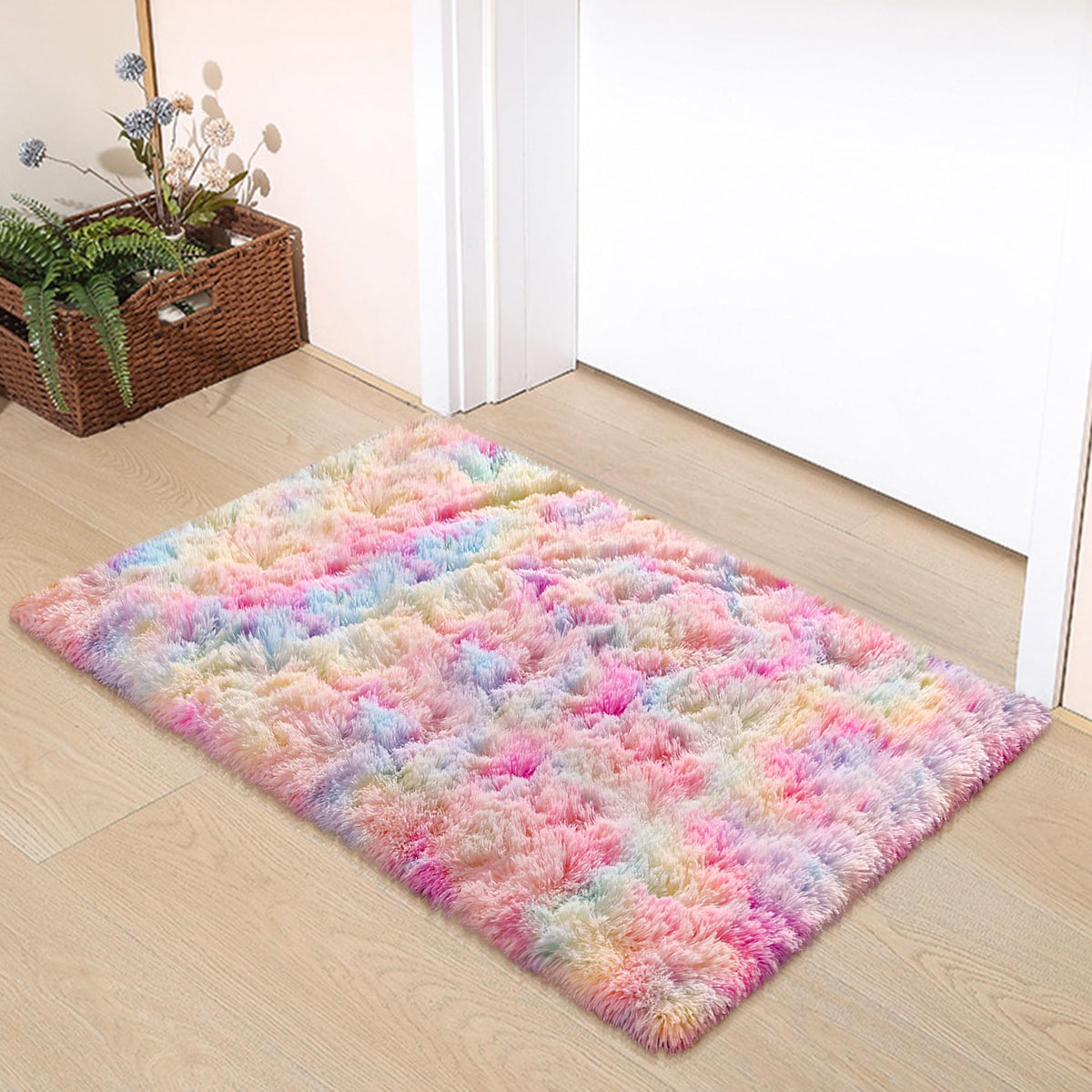 Soft Fluffy Beige Runner Rug for Bedroom, Bedside Long Rug Runner