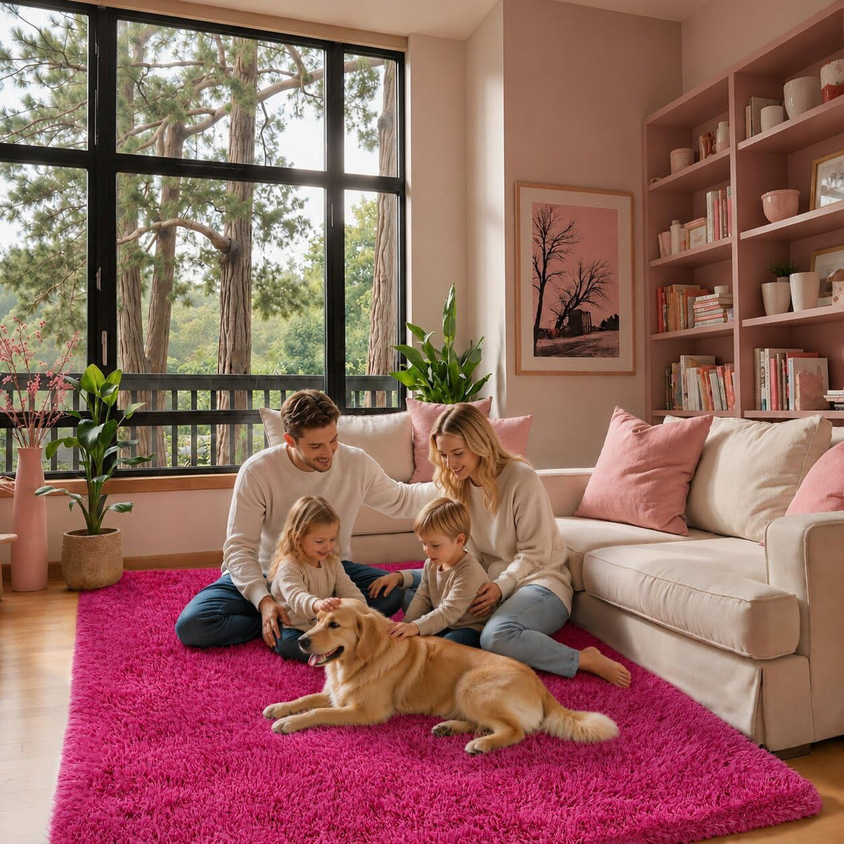 Small Shag Area Rug for Bedroom, 2x3 Cream Soft Plush Carpet