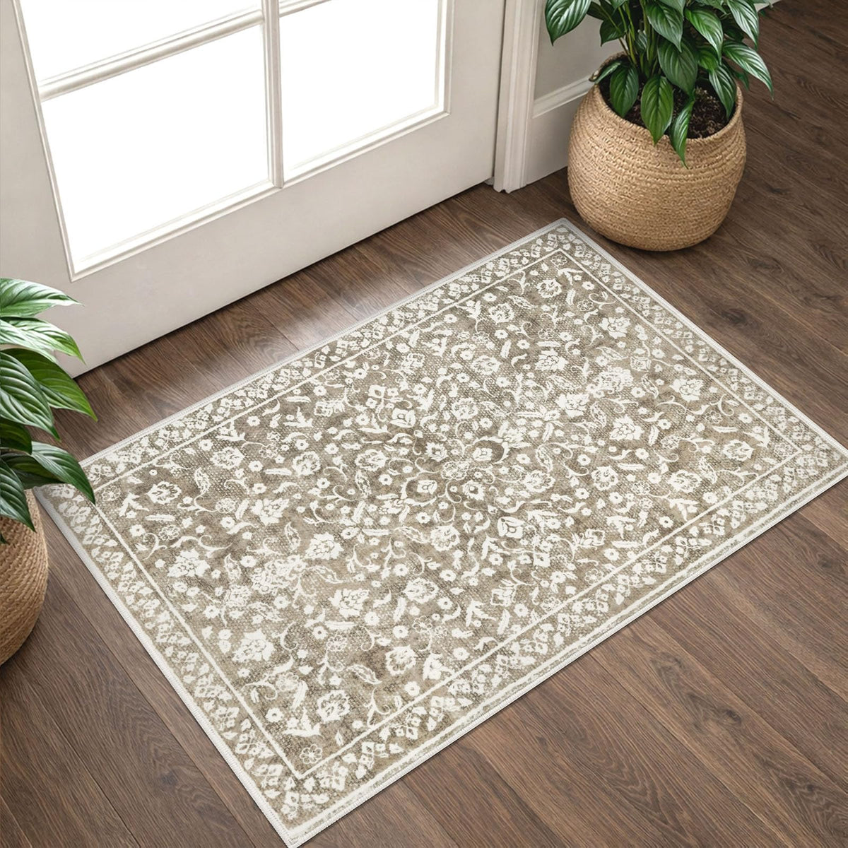 Vintage Washable Entryway Rug 2x3 Small Area Rug Non Slip Door Mat