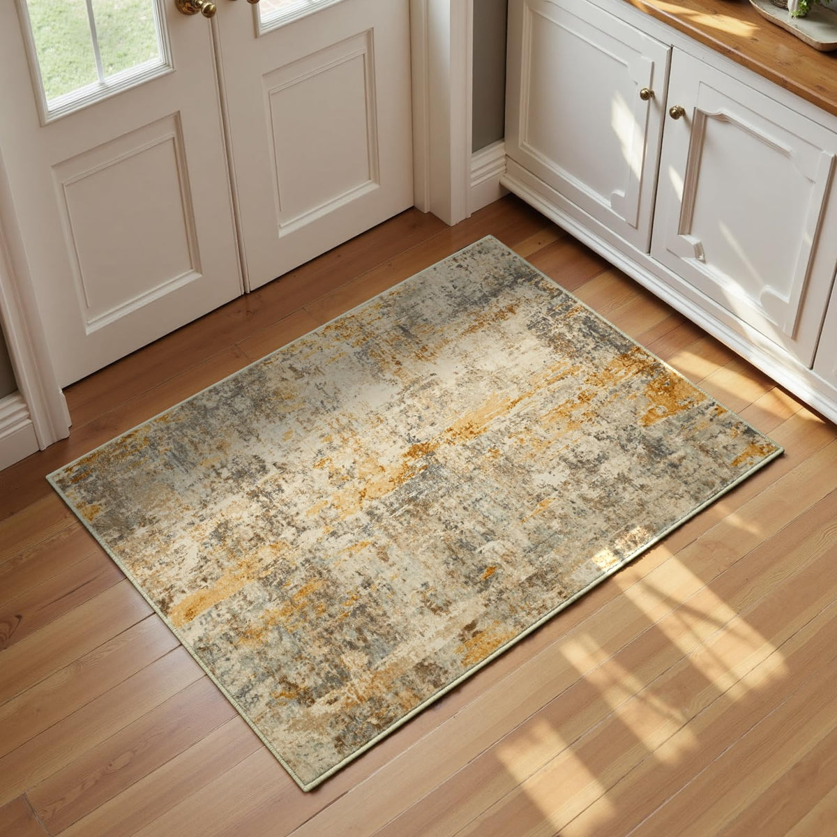 Ompaa 2x6 Rug Runners for Hallways Kitchen Runner Rug Non Slip Washable Grey Long Runner Rugs with Rubber Backing Soft Abstract Carpet Runner for Hallways, Kitchen, Bedroom, Bathroom, Entryway