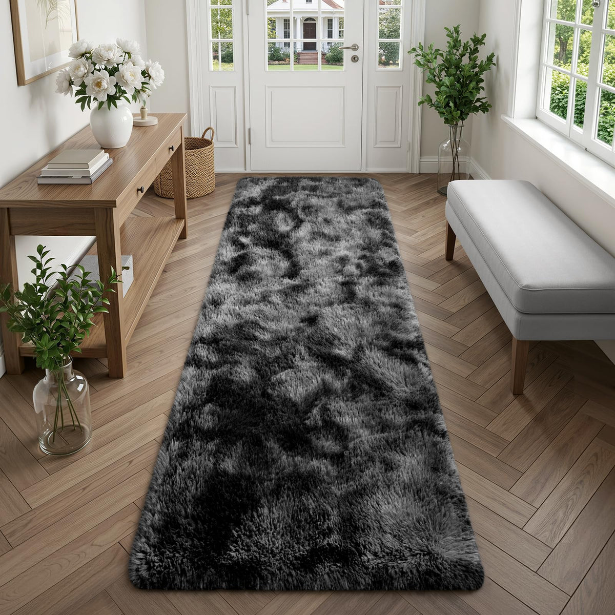 Deerhoo Runner Rugs 2x6 for Hallways Bedroom, Light Grey