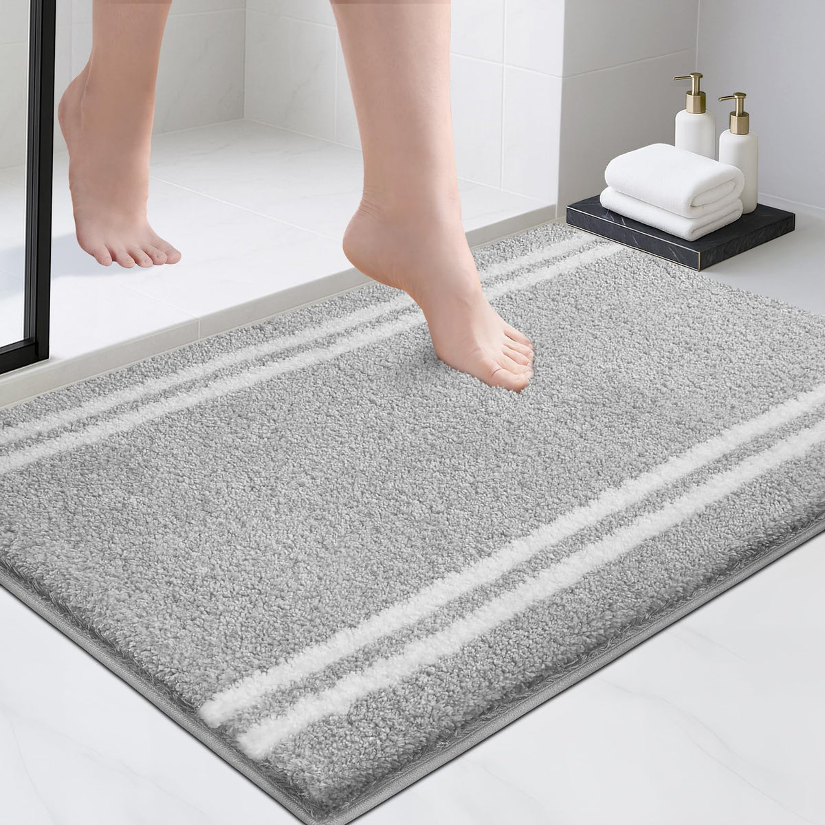PURRUGS Bathroom Rug, Bath Mat, 20" x 30", Beige