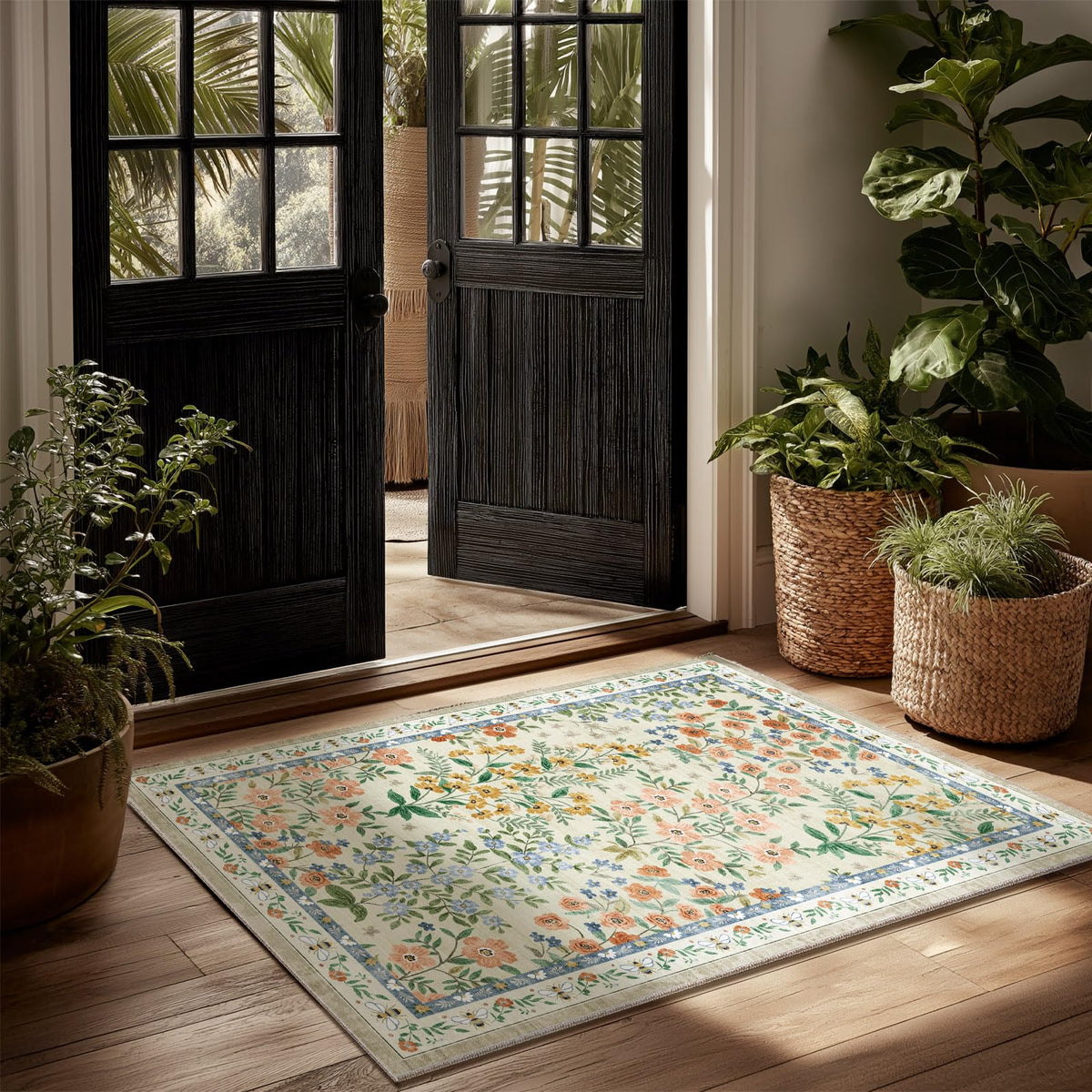 Machine Washable Small Rugs for Entryway: Door Mat Indoor Entrance 2x3 Throw Rug Non-Slip Low Pile Soft Kitchen Rugs for Front Door Indoor Entrance Entry Bedside Kids Room