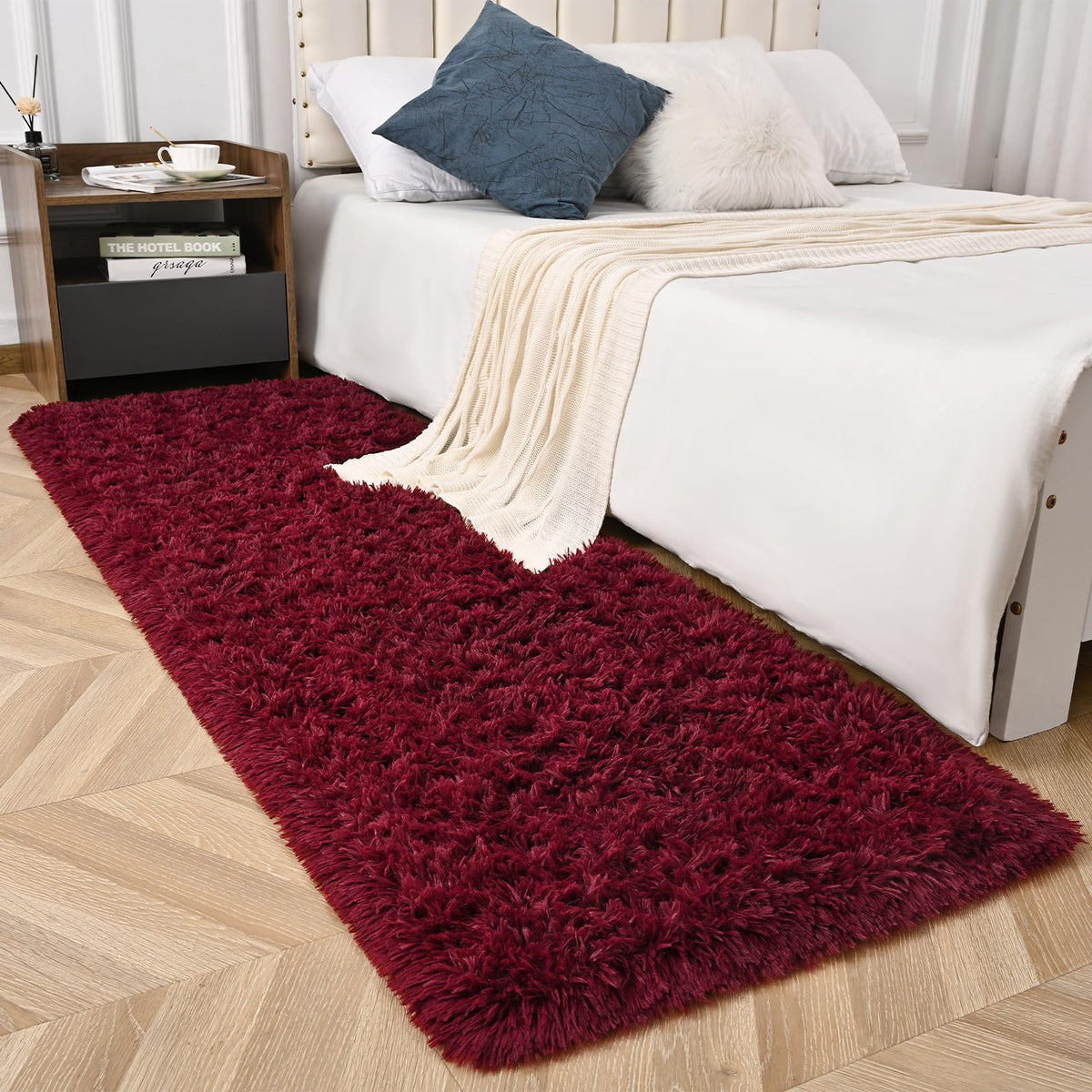 Sage Green Runner Area Rugs for Bedroom Living Room, 2x6 Feet Fluffy Bedside Rugs, Soft Shaggy Carpet Rug for Kids Room Nursery, Furry Rugs for Girls Boys Dorm Room Home Decor