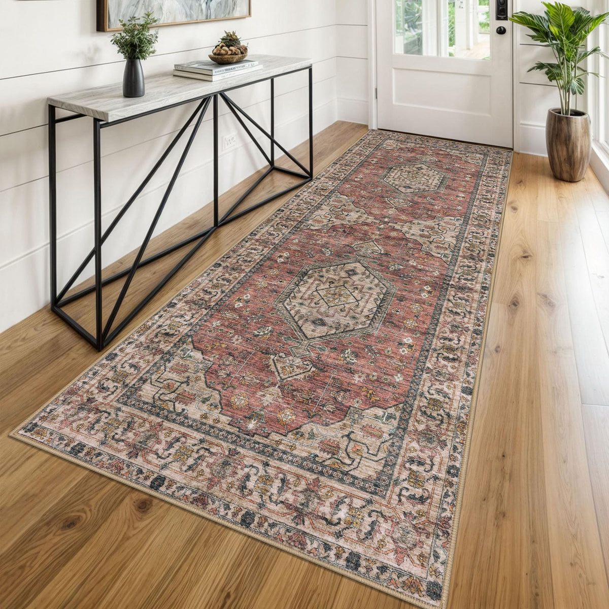 KUTA Entryway Rugs Indoor Washable Small Area Rug 2x3 Blue Entrance Carpet