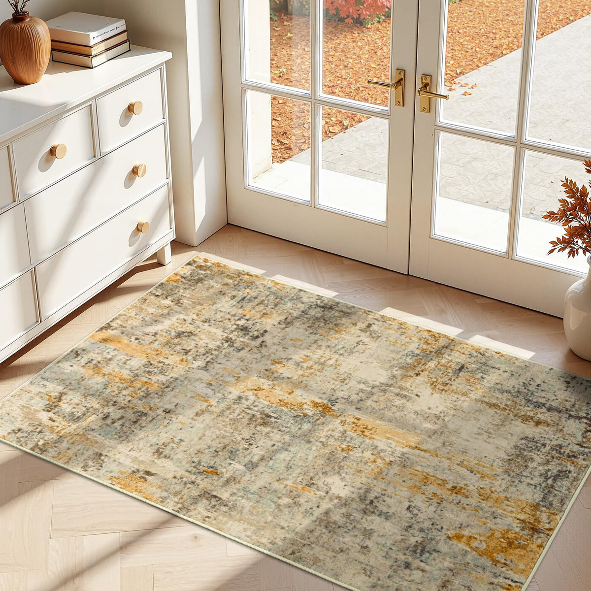 Ompaa 2x6 Rug Runners for Hallways Kitchen Runner Rug Non Slip Washable Grey Long Runner Rugs with Rubber Backing Soft Abstract Carpet Runner for Hallways, Kitchen, Bedroom, Bathroom, Entryway