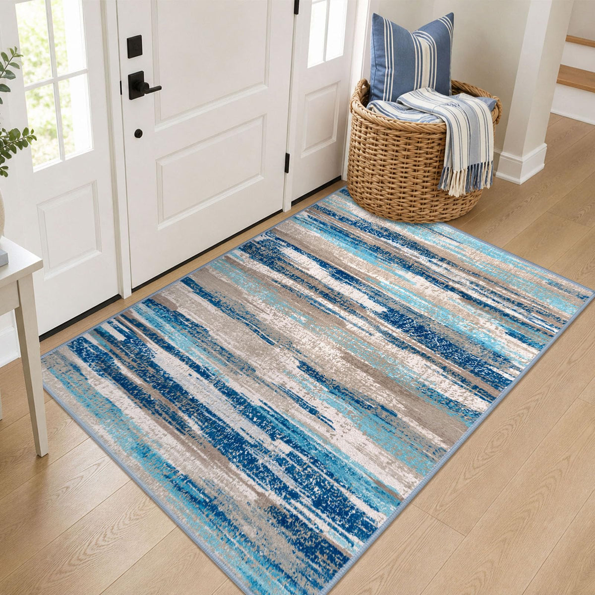 Lansny Abstract 2x3 Area Rug Small Washable Entryway Rug Non Slip Door Mat
