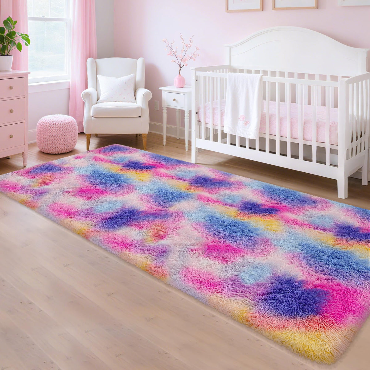 Soft Fluffy Beige Runner Rug for Bedroom, Bedside Long Rug Runner