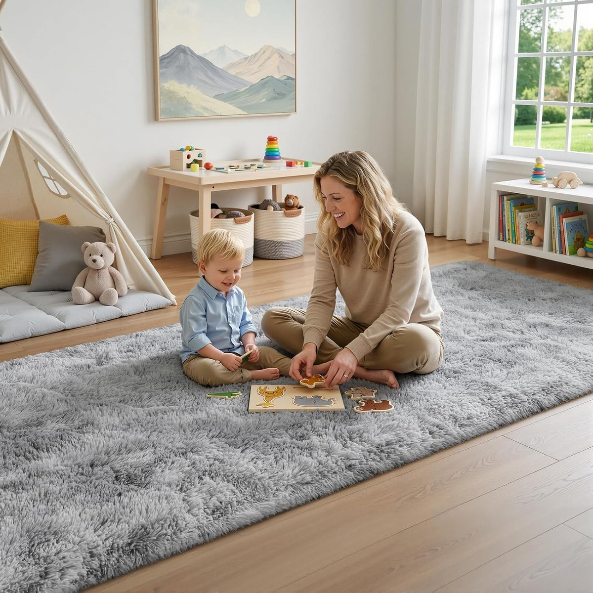 Deerhoo Runner Rugs 2x6 for Hallways Bedroom, Light Grey