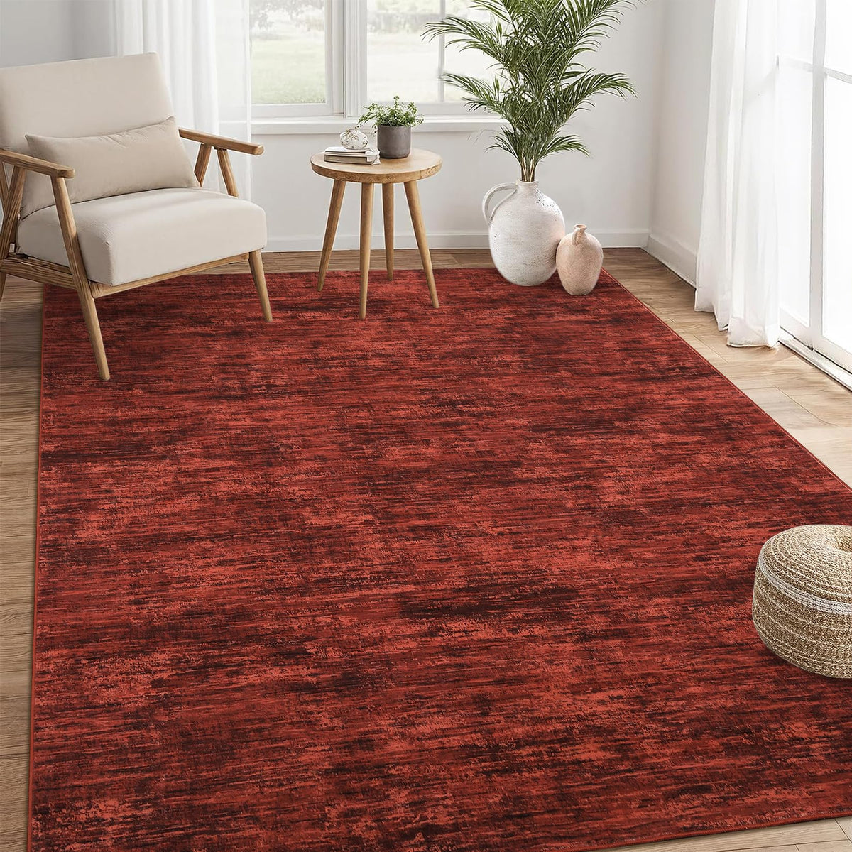 RUGSREAL Small Area Rug 2x3 Entryway Mat with Rubber Backing Stain Resistant Throw Carpet Modern Solid Color Bath Mat Contempowary Washable Rug for Living Room Bedroom Dining Room Kitchen, Beige 2x3
