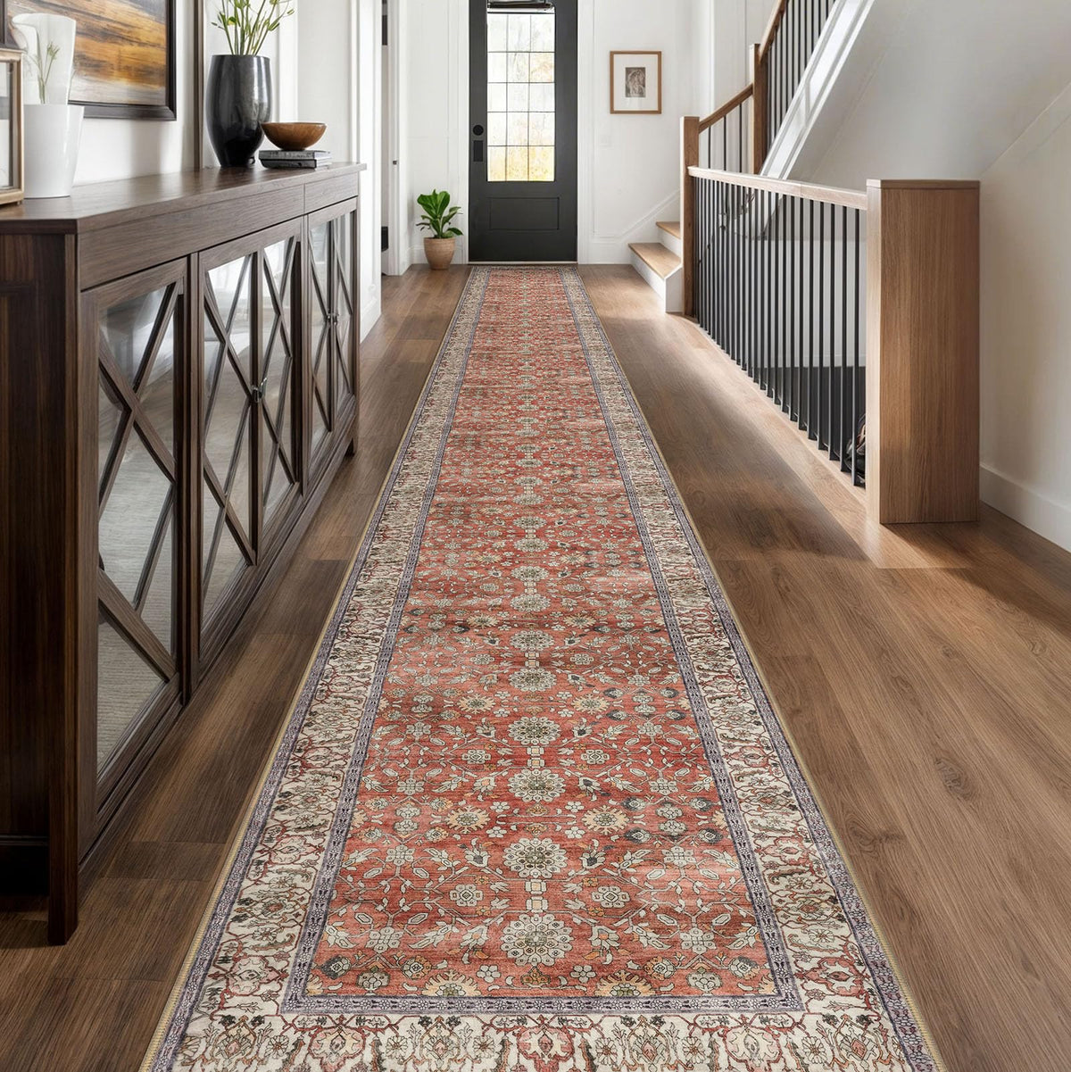 KUTA Vintage Floral Washable 2x3 Rugs for Entryway Blue Grey Beige