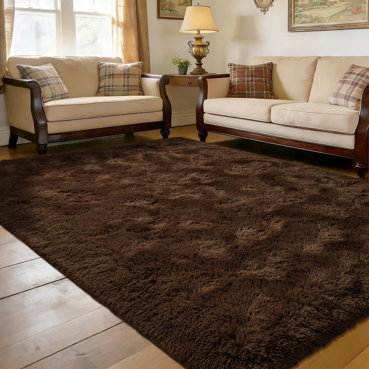 Runner Rug for Bedroom, 2x6 Soft Shag Fluffy Area Rugs for Girls Boy's Room, Plush Shaggy Carpet with Non-Slip Bottom for Living Room Dorm, Olive Green