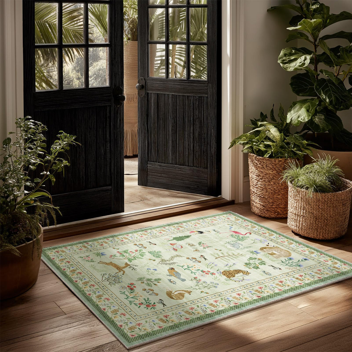 Machine Washable Small Rugs for Entryway: Door Mat Indoor Entrance 2x3 Throw Rug Non-Slip Low Pile Soft Kitchen Rugs for Front Door Indoor Entrance Entry Bedside Kids Room