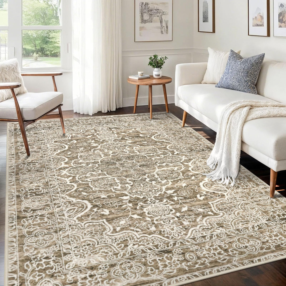 KUTA Entryway Rugs Indoor Washable Small Area Rug 2x3 Blue Entrance Carpet