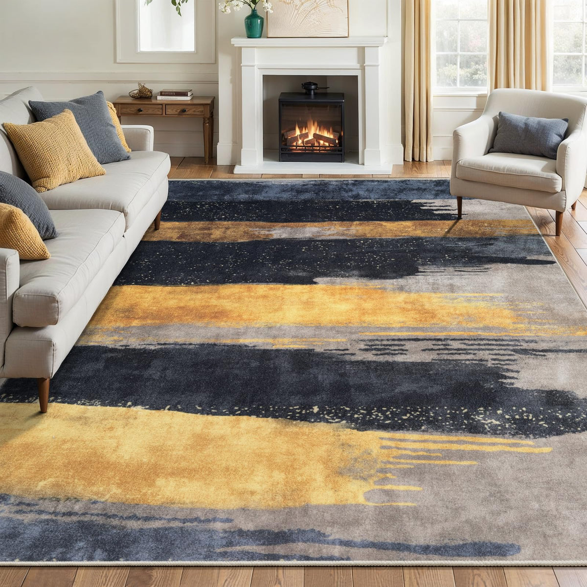 Ciicool Washable Area Rug 2x3 Entryway Rug, Modern Abstract Entry Mat Navy
