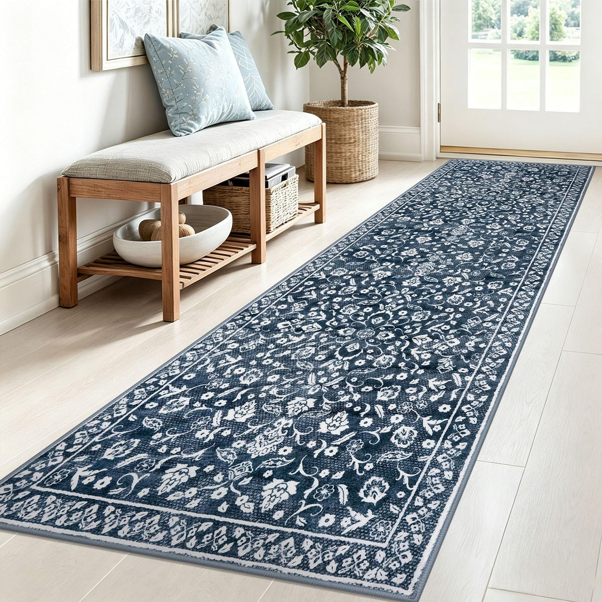 Vintage Washable Entryway Rug 2x3 Small Area Rug Non Slip Door Mat