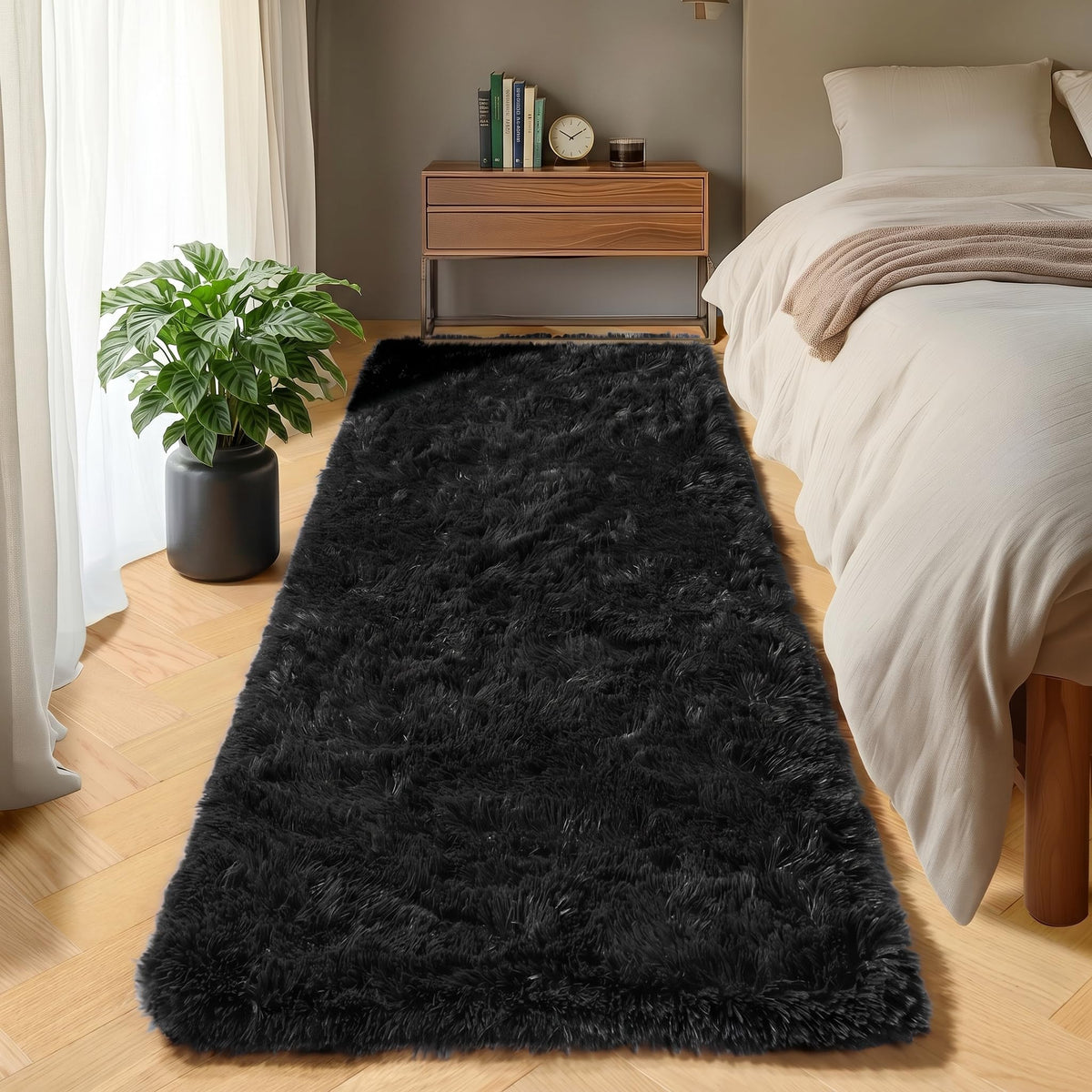 White Runner Rugs for Bedroom Living Room, Fluffy 2x6 Bedside Soft Area Rug