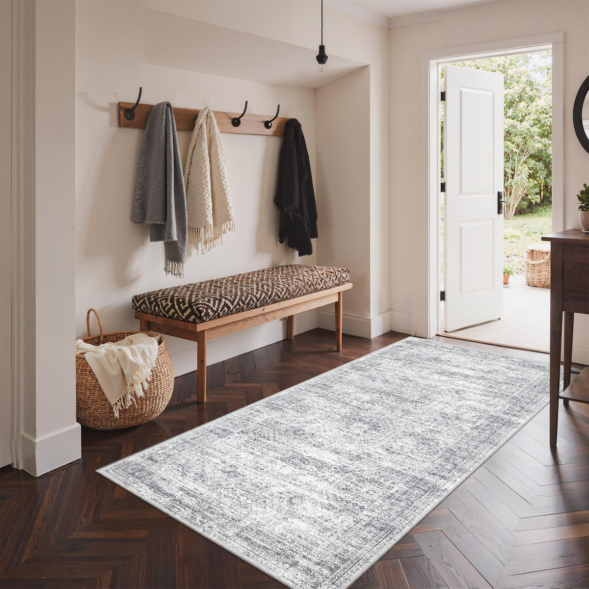 2x8 Runner Rug Non Slip,Washable Hallway Runner Rug,Beige