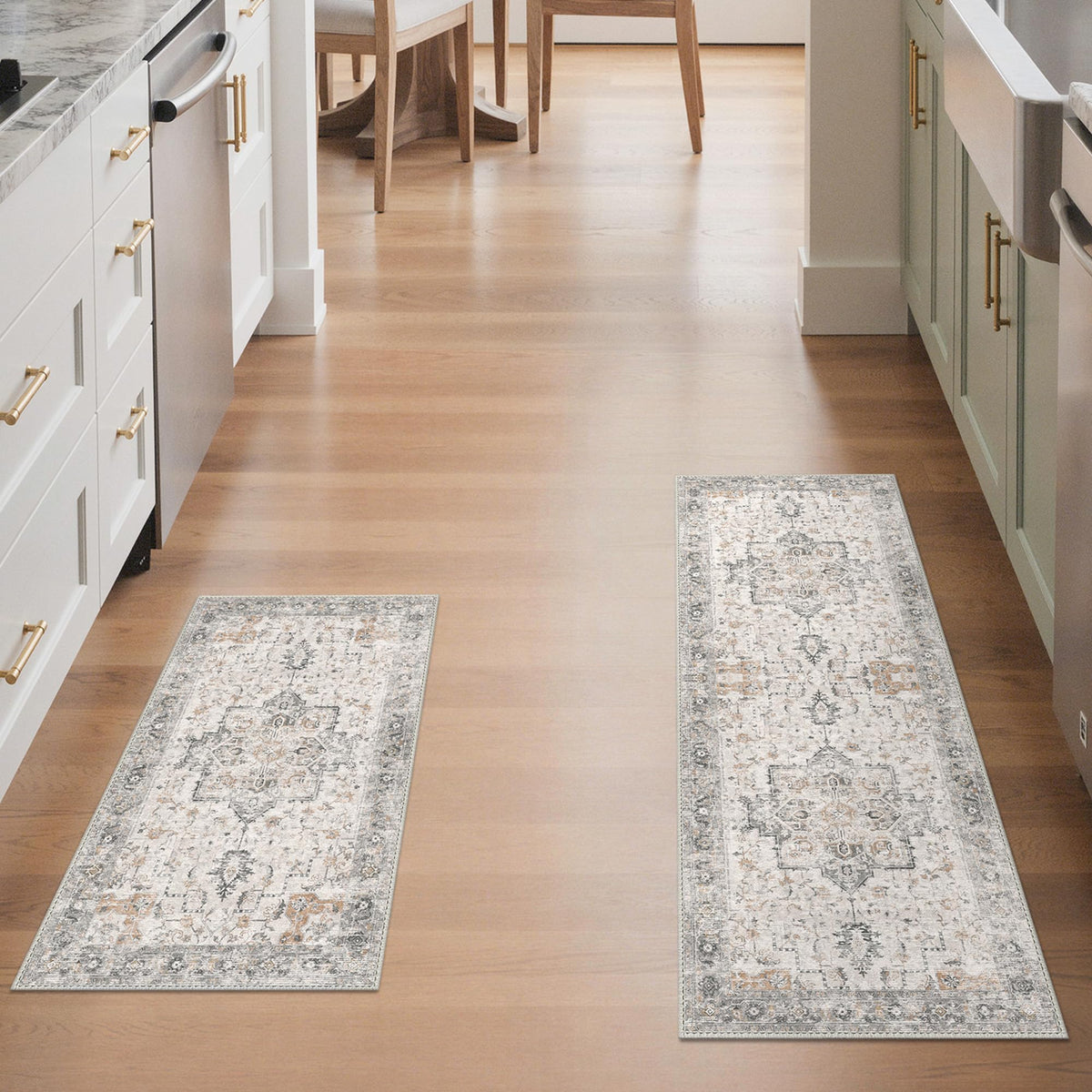 GENIMO 2x5 Washable Runner Rug Non Slip for Hallway, Light Taupe Brown