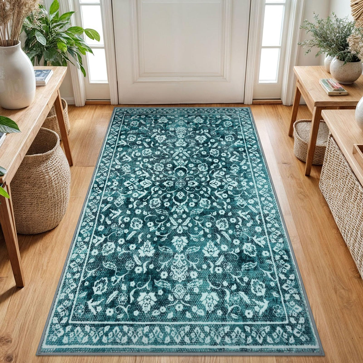 Vintage Washable Entryway Rug 2x3 Small Area Rug Non Slip Door Mat