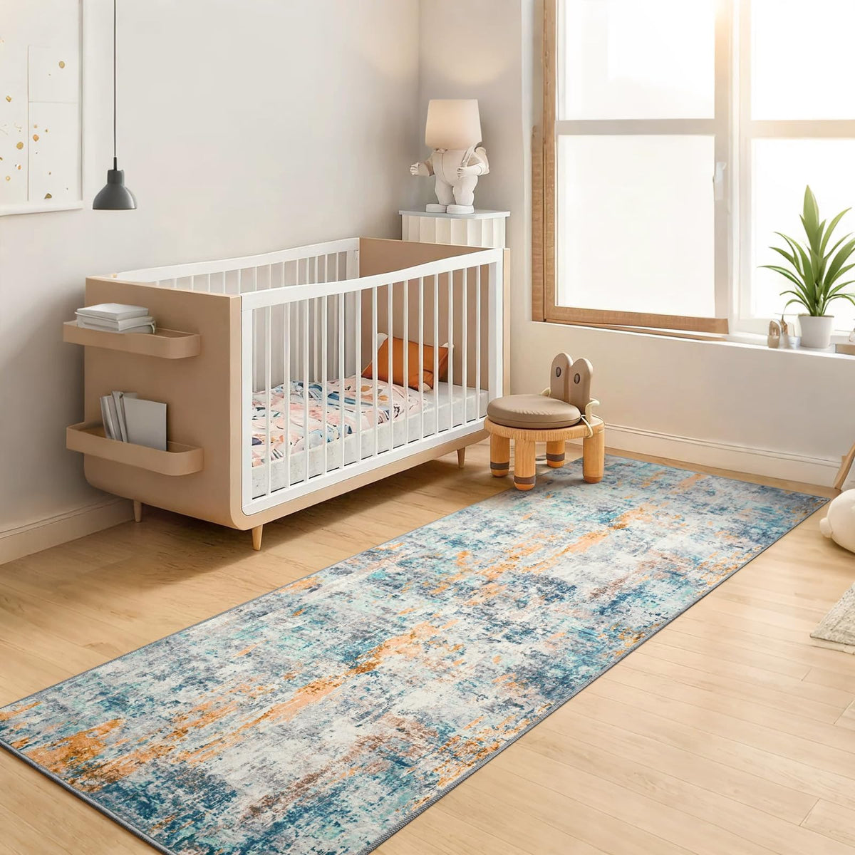 Ompaa 2x6 Rug Runners for Hallways Kitchen Runner Rug Non Slip Washable Grey Long Runner Rugs with Rubber Backing Soft Abstract Carpet Runner for Hallways, Kitchen, Bedroom, Bathroom, Entryway