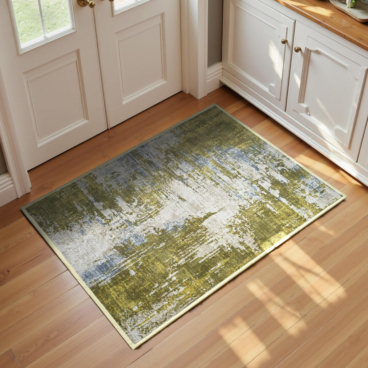 Ompaa 2x6 Rug Runners for Hallways Kitchen Runner Rug Non Slip Washable Grey Long Runner Rugs with Rubber Backing Soft Abstract Carpet Runner for Hallways, Kitchen, Bedroom, Bathroom, Entryway