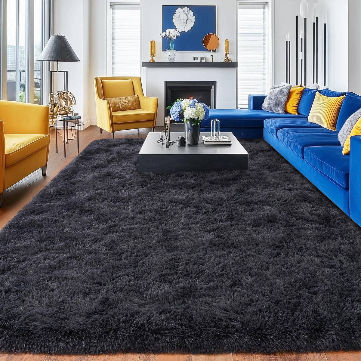 Small Black Area Rug, 2x3 Rug for Bedroom Shaggy Throw Rugs for Dorm Rug, Soft Shag Carpet for Kids Room, Plush Comfy Fluffy Bedside Rug for Home Decor Aesthetic