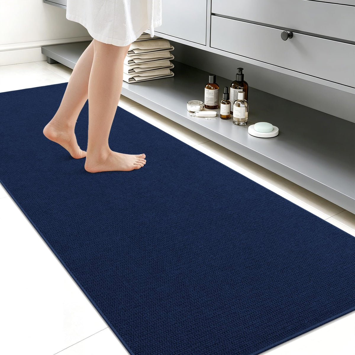 Smiry Ultra Thin Bath Mat 30X20, Non Slip Rubber Washable Bathroom Rugs