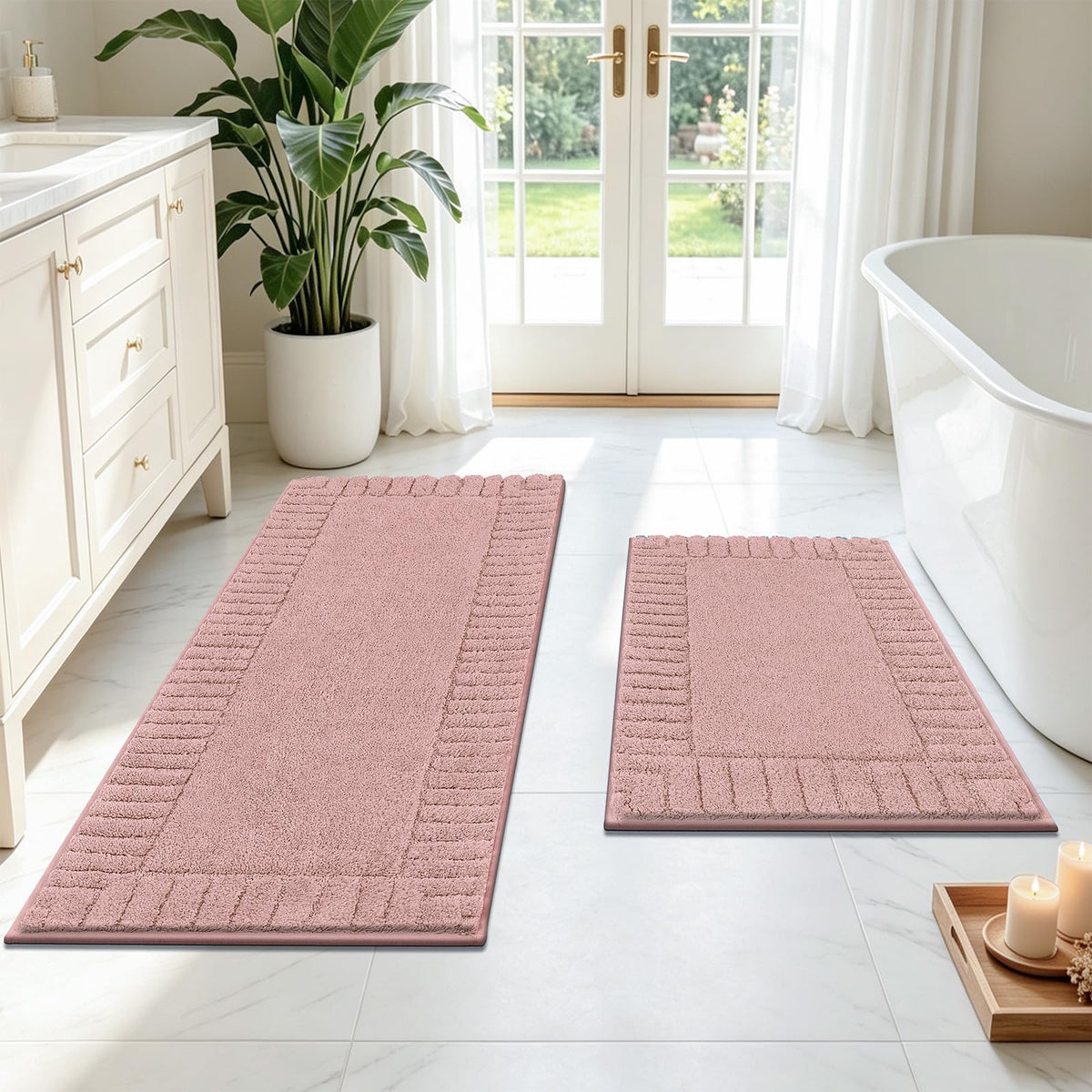 Pauwer Bathroom Rugs Sets 3 Piece, Microfiber Bath Mat Set, Dark Grey