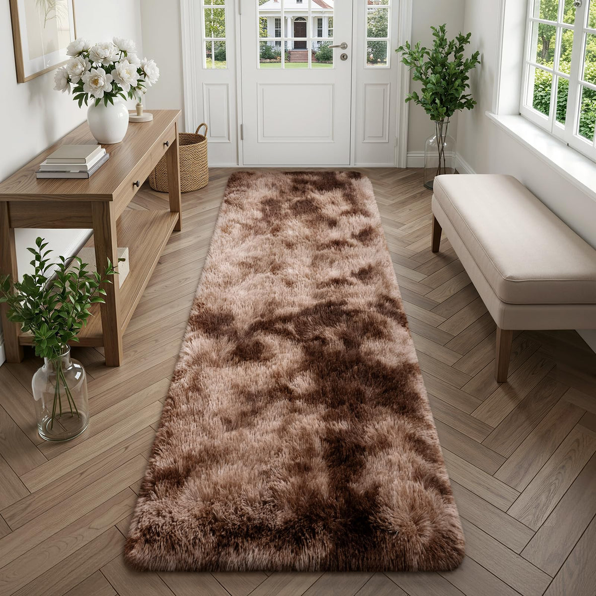 Deerhoo Runner Rugs 2x6 for Hallways Bedroom, Light Grey