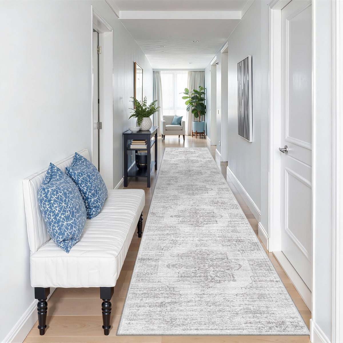 2x8 Runner Rug Non Slip,Washable Hallway Runner Rug,Beige