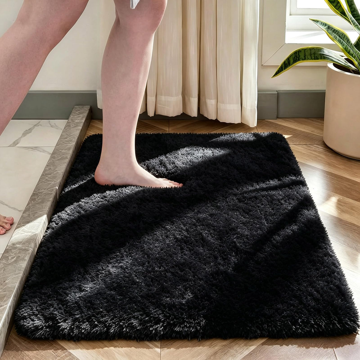 2x6 Dark Grey Fluffy Runner Rug for Hallway and Bedroom, Washable Soft Shaggy Carpet, Non-Slip Thick Shag Rug for Bedside and Living Room, Kids' and Girls' Nursery, Aesthetic Home Decor