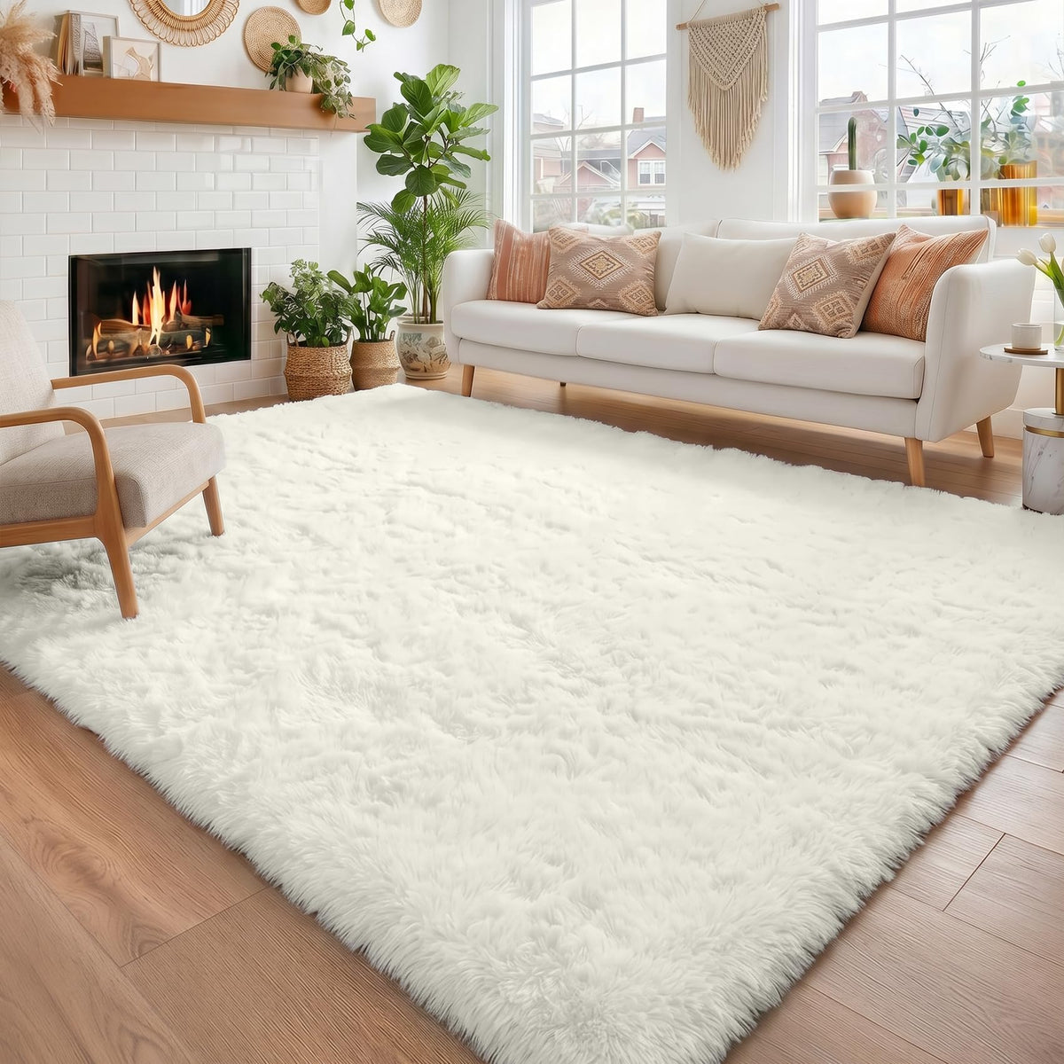 Amdrebio Burnt Orange Fall Shag Runner Area Rug 2x6 for Bedroom Living Room
