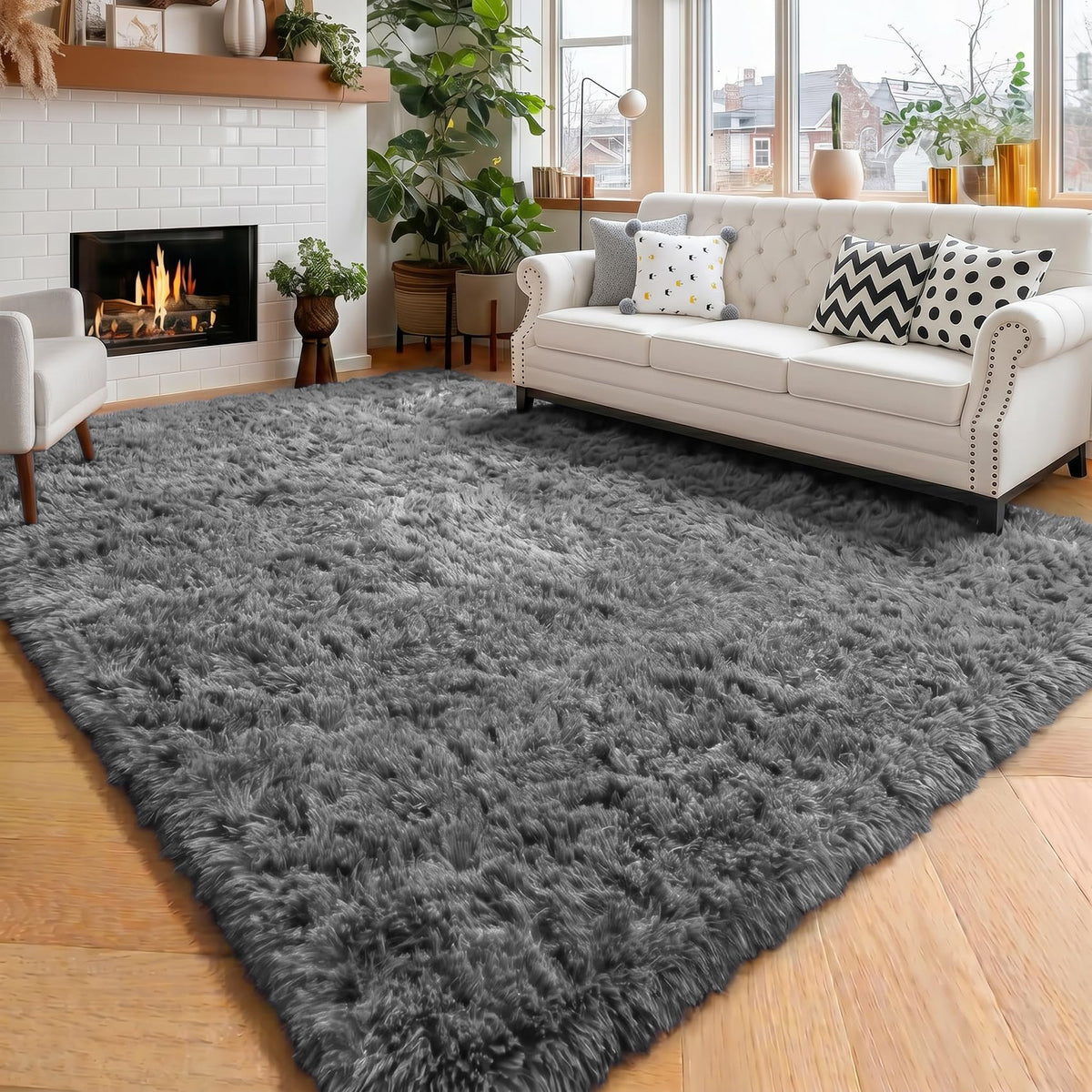 Amdrebio Burnt Orange Fall Shag Runner Area Rug 2x6 for Bedroom Living Room