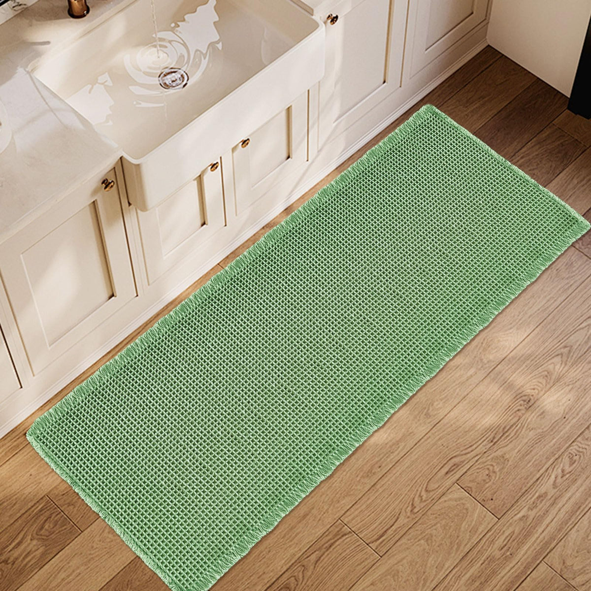 ZALL Tan Waffle Bath Mat,Super Absorbent Non Slip Bathroom Rug,Brown 18x30inch,Machine Washable Ultra Soft Floor Mats