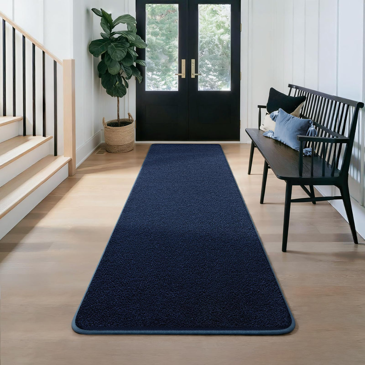 Modern Hallway Runner Rug, 2x6 Black Washable Non Slip Runner Rug