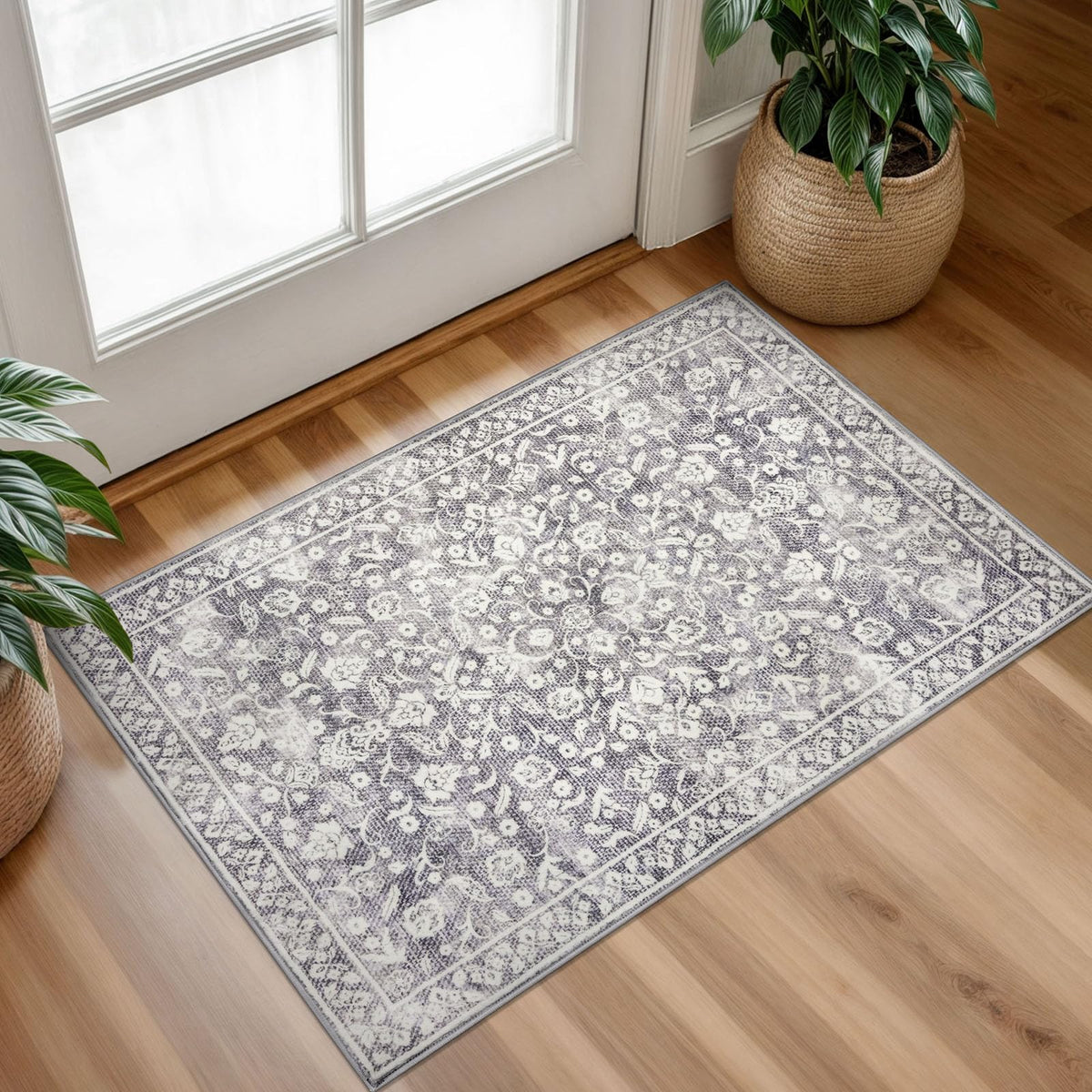 Vintage Washable Entryway Rug 2x3 Small Area Rug Non Slip Door Mat