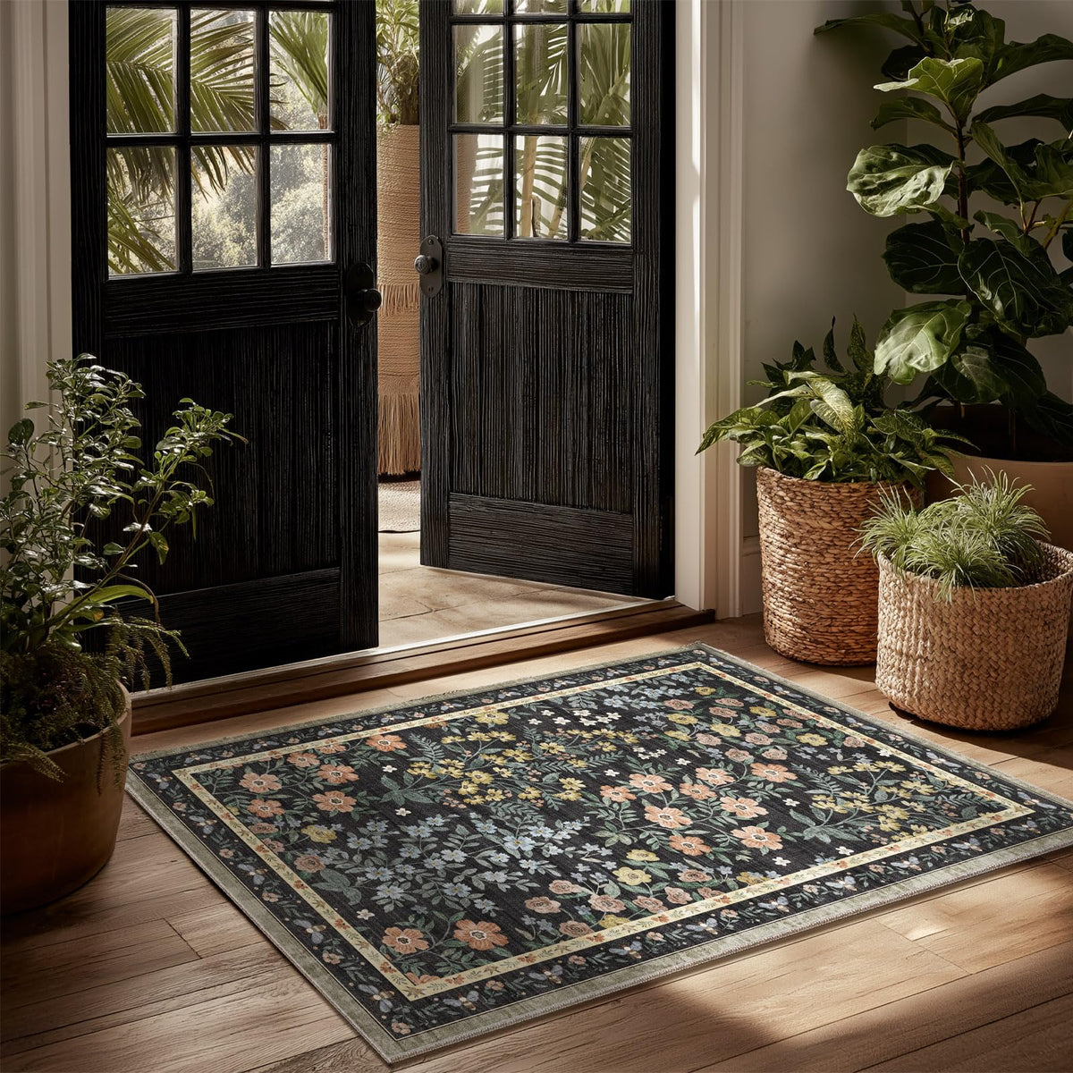Machine Washable Small Rugs for Entryway: Door Mat Indoor Entrance 2x3 Throw Rug Non-Slip Low Pile Soft Kitchen Rugs for Front Door Indoor Entrance Entry Bedside Kids Room