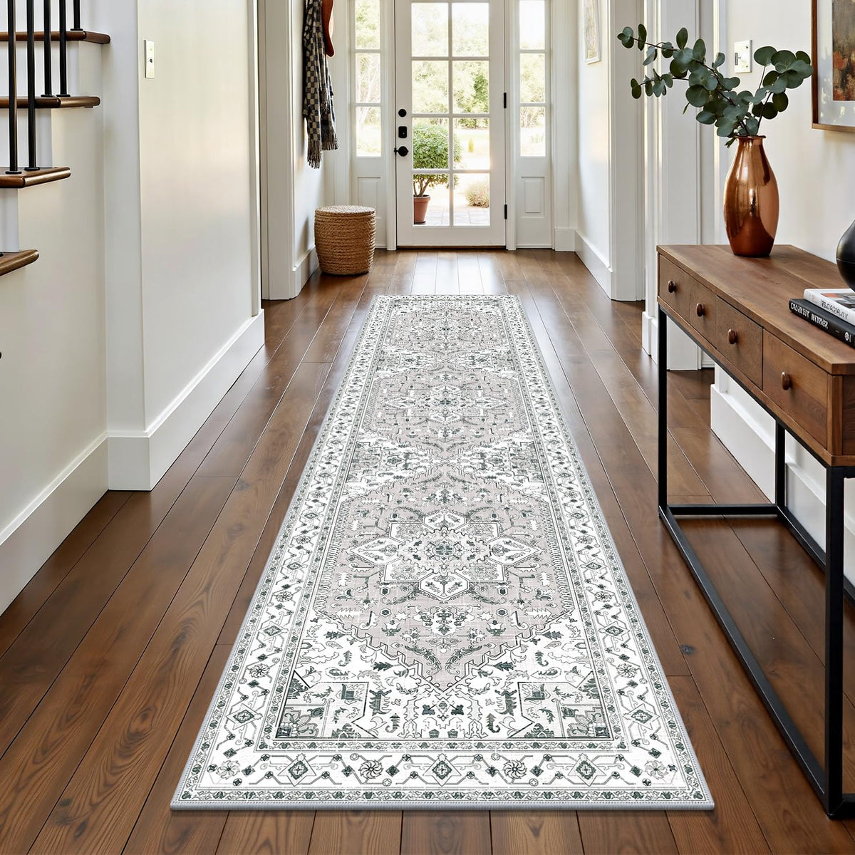 Yamaziot Washable Runner Rug, 2x8 Non-Slip Boho Vintage Hallway Kitchen Rug