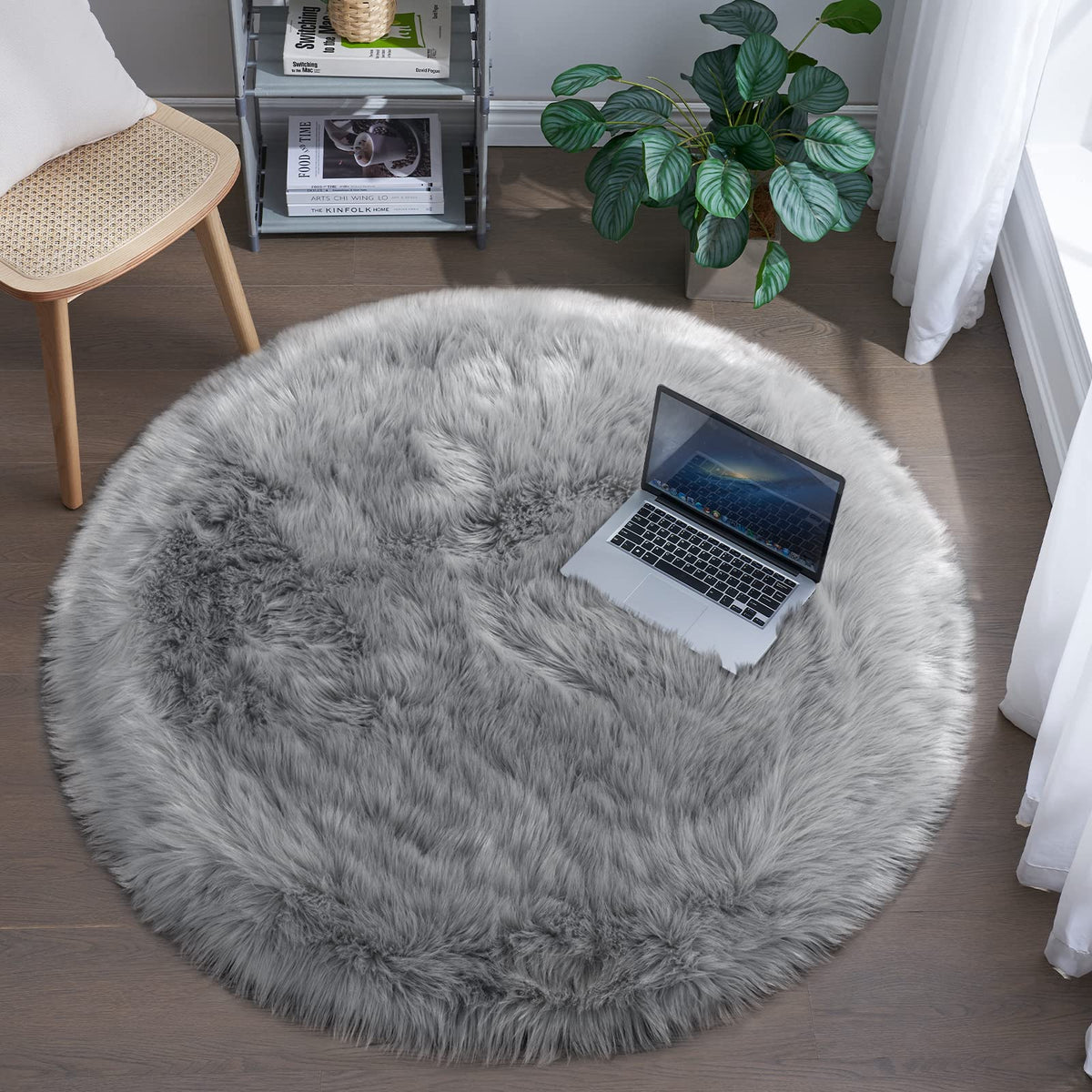 Tangsoo 2x6 Beige Faux Fur Rug,Soft Sheepskin Fluffy Runner Rug for Bedroom