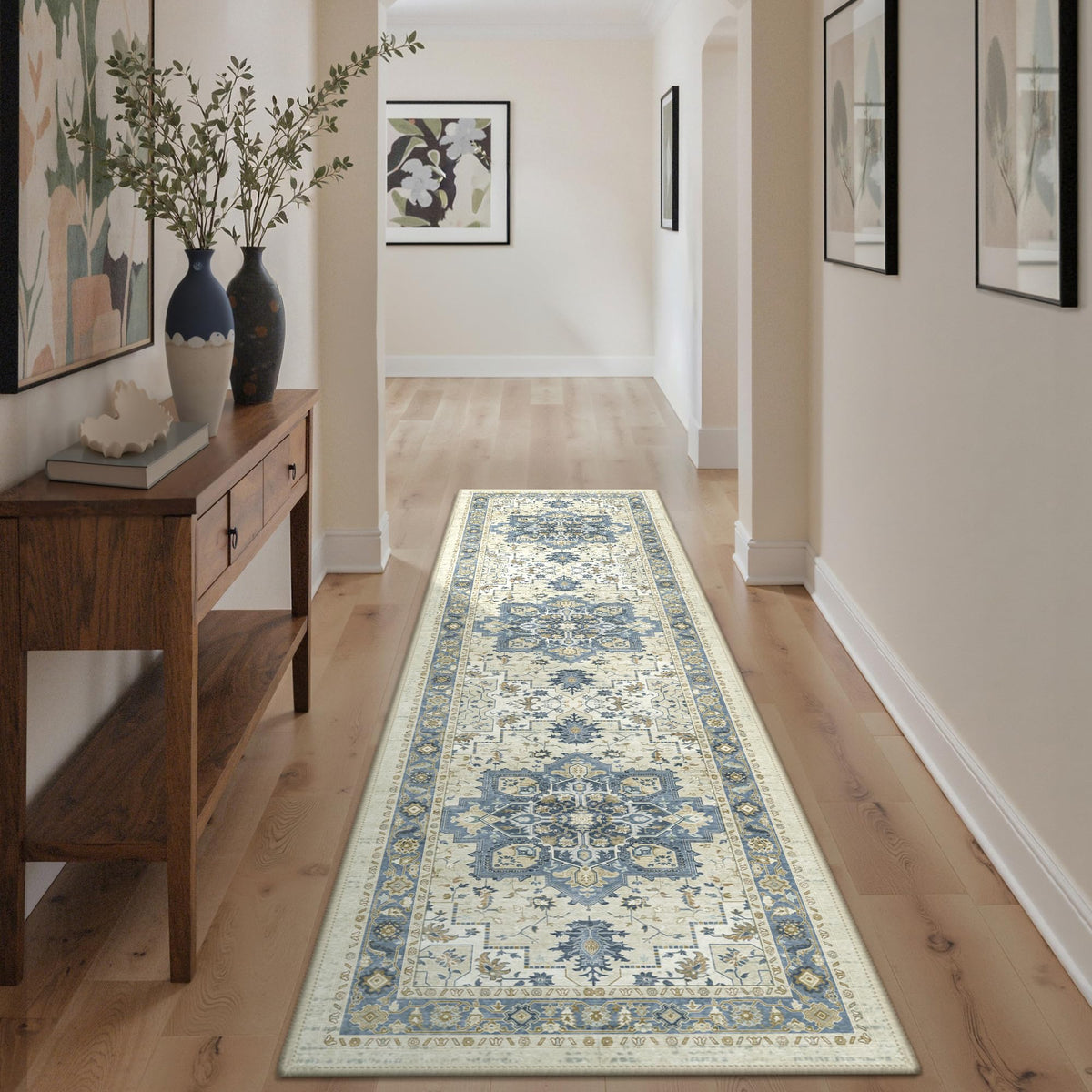 GENIMO 2x5 Washable Runner Rug Non Slip for Hallway, Light Taupe Brown