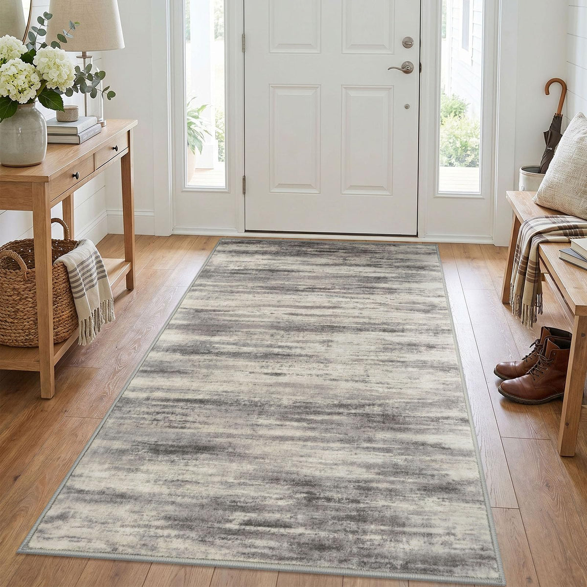 KOZYFLY Abstract Entryway Rug 2x3 Washable Door Mat Indoor Blue Beige