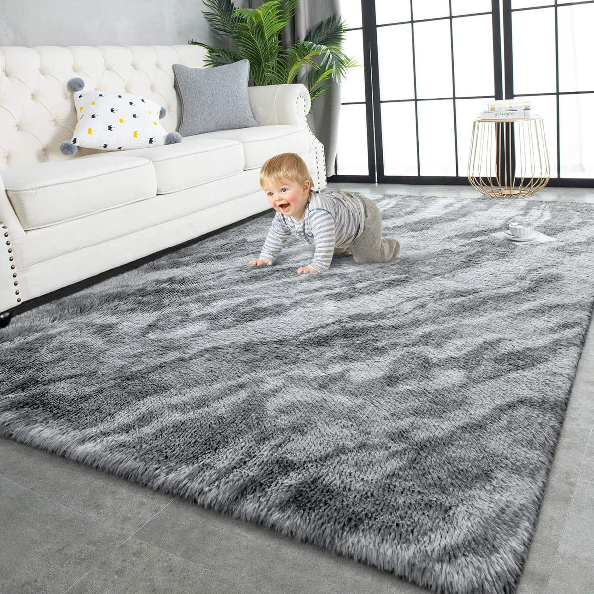 TWINNIS Super Soft Shaggy Runner Rugs Fluffy Carpets, 2x6 Feet, Indoor Modern Plush Area Rugs for Hallway Living Room Bedroom Kitchen Entryway, Upgrade Anti-Skid Rectangular Fuzzy Rug, Black
