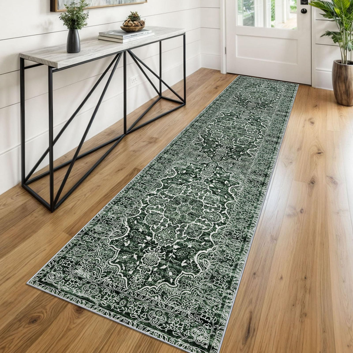 KUTA Entryway Rugs Indoor Washable Small Area Rug 2x3 Blue Entrance Carpet