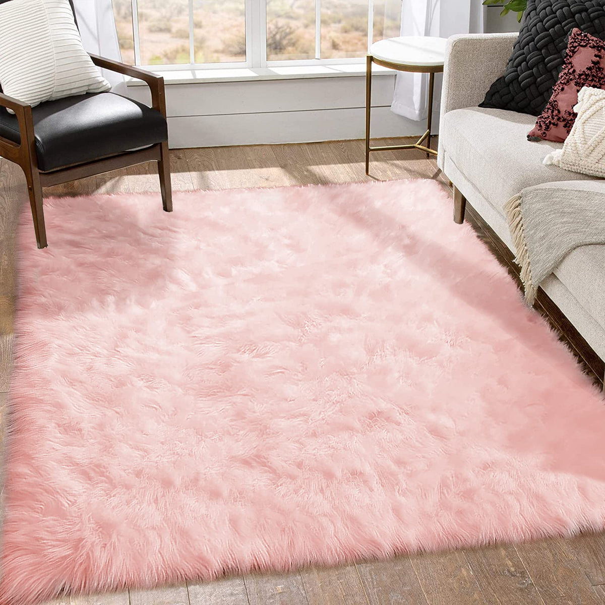 Goolela White Fluffy Faux Fur Rug for Bedroom Faux Sheepskin Rug 2x3 White Fuzzy Furry Bedside Carpet Dining Room Playroom Dorm Small Washable Rectangle