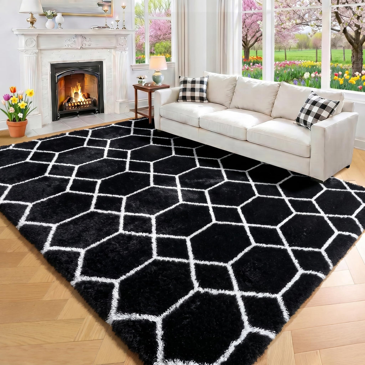 White Runner Rugs for Bedroom Living Room, Fluffy 2x6 Bedside Soft Area Rug